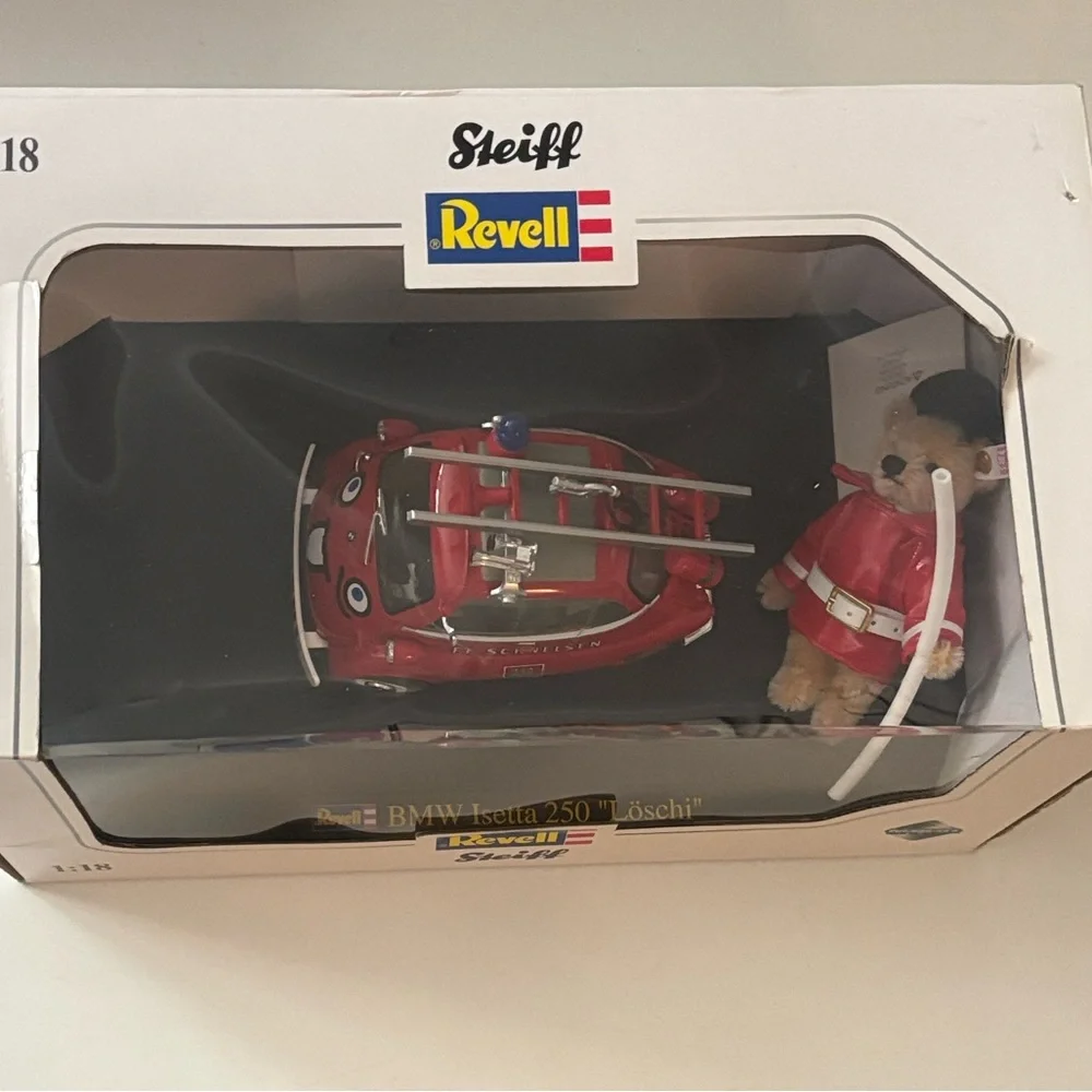 Revell x Steiff Red Fire Rescue Isetta Toy Car with Bear